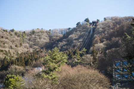 KAWAGUCHIKO, JAPAN - FEBRUARY 19, 2016 : Ropeway in Kawaguchiko, Japan, cableway