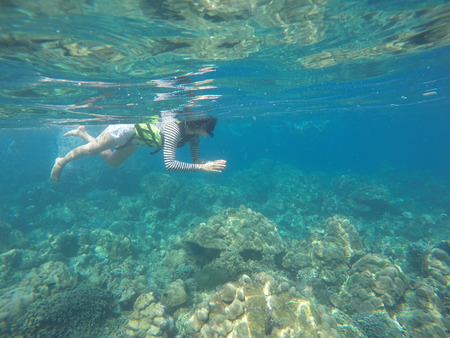 girl is snorkeling in Surin Island, Phang-nga, travelのeditorial素材