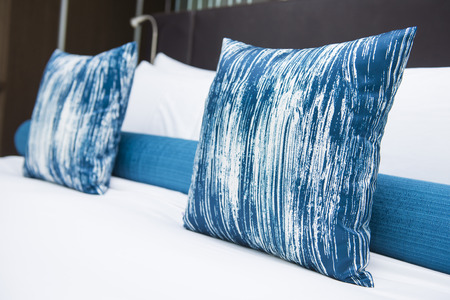 bedroom interior design with pillows, house