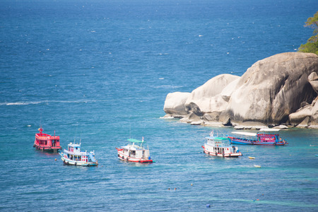 Tao Island, Thailand - June 12, 2016 : Boats for take tourists go to diving on Tao Island on June 12, 2016, transportationのeditorial素材