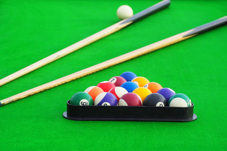 Snooker balls on snooker table, billiard