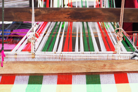 Loom weaving in thailand, traditional thai fabric tool