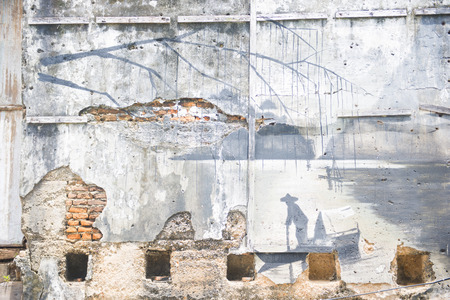 Phang-nga, Thailand - July 24, 2016 : street art at Takuapa old town in Phang-nga, landmarkのeditorial素材