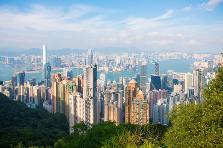 Central, Hong Kong - September 21, 2016 : Skyscraper view from the Peak Tower, landmark of Hong Kongのeditorial素材