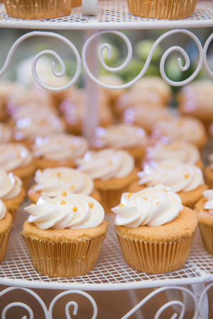 wedding cake by cupcakes for celebration, dessertの写真素材