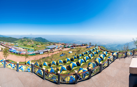 Phetchabun, Thailand - November 27, 2016 :tents camping on hill landscape at Phu Thap Boek, Phetchabun District, Thailandのeditorial素材