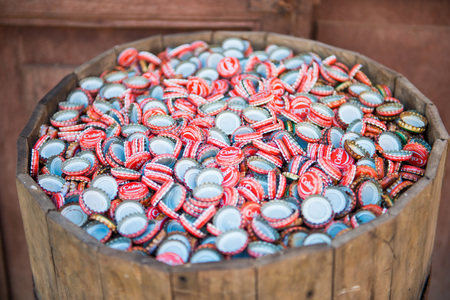 Thailand, December 15, 2016 :A pile of bottle caps, sparkling waterのeditorial素材