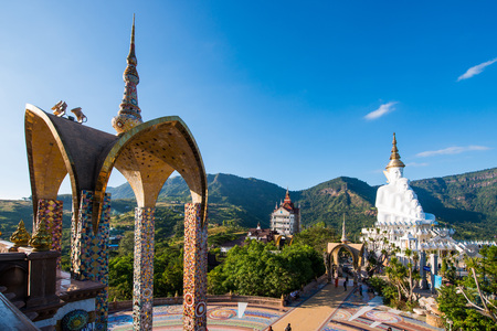 Phetchabun, Thailand - November 27, 2016 :Beautiful White Big Buddha statue on Khao Kho mountain at Wat Pha Sorn Kaew temple, Phetchabun, Thailandのeditorial素材