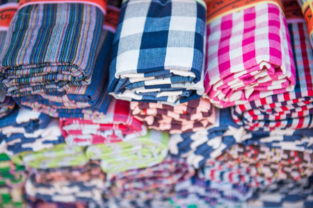 Colorful of thai loincloth, Pah-kah-mahの写真素材