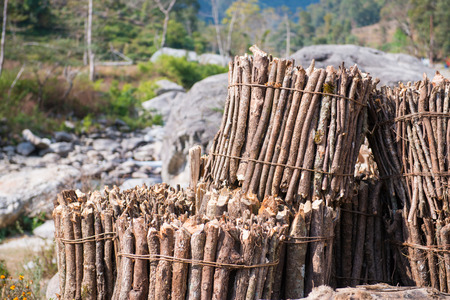 firewood after finish hew raw material for fuel, burn