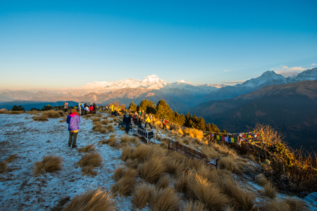 Nepal - 26 December 2016 :: Poon Hill view point for see snow mountain in Nepal , Annapurna rangeのeditorial素材