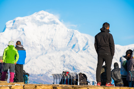 Nepal - 26 December 2016 :: Poon Hill view point for see snow mountain in Nepal , Annapurna rangeのeditorial素材