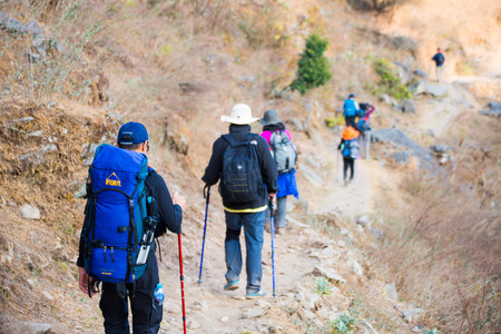 Nepal - 27 December 2016 :: Hiking to Himalaya mountain in Nepal , trekkingのeditorial素材