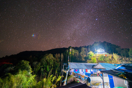 a lot of star over the mountain , natureの写真素材