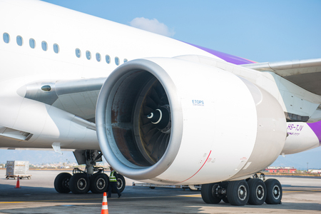 Nepal - 4 January 2017 :: plane of Thai Airways at Kathmandu airport , vehicleのeditorial素材