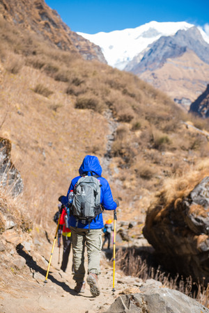Nepal - 30 December 2016 :: Hiking to Himalaya mountain in Nepal , trekkingのeditorial素材