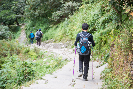 Nepal - 24 December 2016 :: Hiking to Himalaya mountain in Nepal , trekkingのeditorial素材
