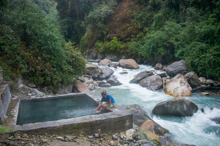 Nepal - 2 January 2017 :: Jhinu Hot Spring Nepal , Trekking ABCのeditorial素材