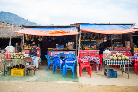 Nepal 23 December 2017 :: fruit shop in Kathmandu town , Nepalのeditorial素材