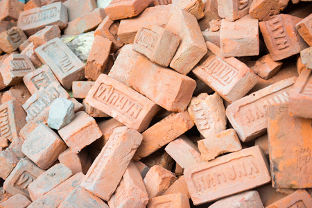 red brick for build in construction site , workの写真素材