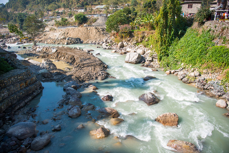 the watercourse of the river from mountain , Nepal