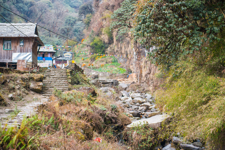 small home on the way to Annapurna base camp, Nepalの写真素材