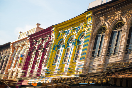 Sino-Portuguese architecture of building in Phuket, structureの写真素材