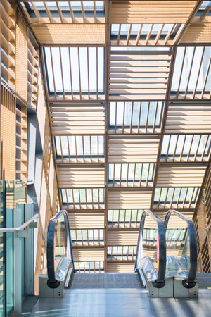 escalator - automatic staircase for up and down in building , elevatorのeditorial素材
