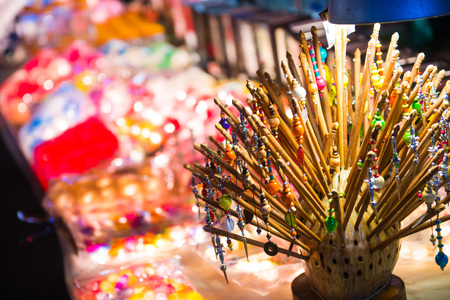wooden hairpin for sell at Jonker walk Melaka , Malaysiaの写真素材