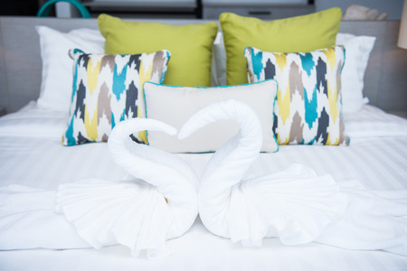 Couple of swan towel for decorate bed, soft