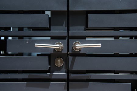 Metallic outside doorknob with locks, door handleの写真素材