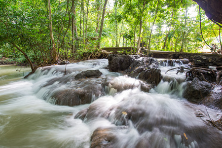 Waterfall in Thanbok Khoranee National Park, Krabi, Thailandの写真素材