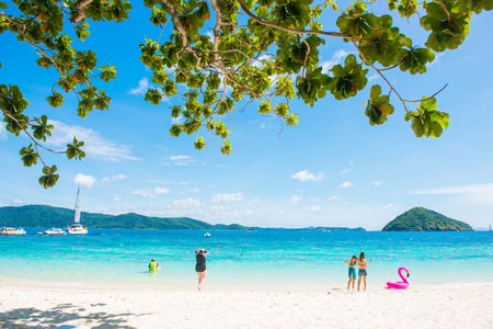 Phuket, Thailand - September 3, 2017 :Tourists relaxing on the beach of the banana beach, coral island, Koh Hey in Phuket, Thailandのeditorial素材