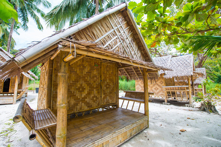 Bamboo huts at Horse Shoe Island in Myanmar, cottage
の写真素材