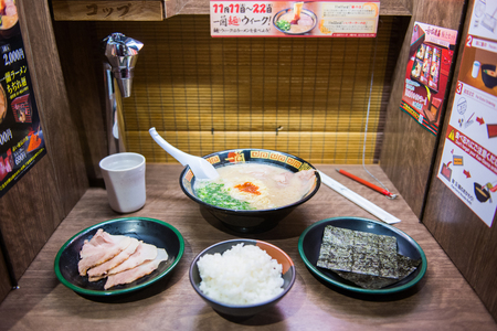 OSAKA, JAPAN - NOVEMBER 18, 2017 :Ichiran Ramen resturant at Dotonbori, Osaka, Japanのeditorial素材