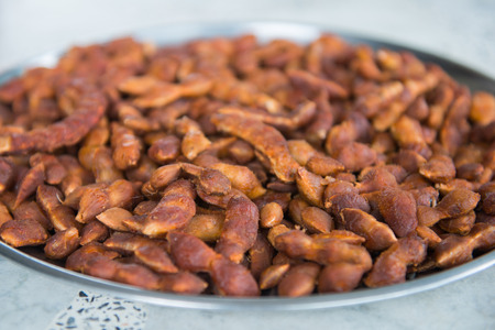 Dried tamarind peeled, Tropical nutrition fruitの写真素材