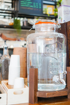 Water cooler for customer in coffee shop, beverageの写真素材