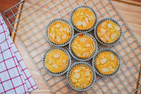 durian butter cake with almond slides, dessertの写真素材