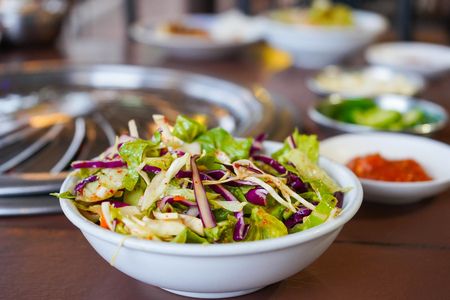 Vegetable salad in the korean restaurant, foodの写真素材
