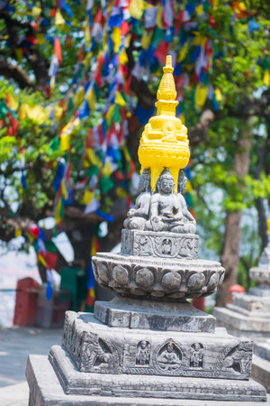 Kathmandu, Nepal - April 20, 2018 :Swayambhunath stupa or  popularly known as the monkey temple in Nepal, landmarkのeditorial素材