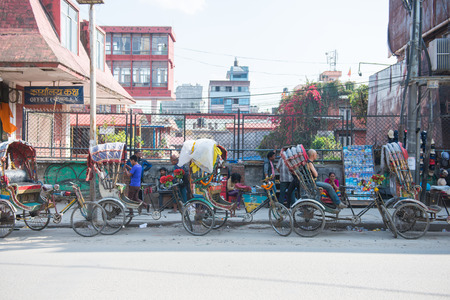 20 April 2018 - Nepal ::cycle rickshaw for tourist in Thamel , Kathmandu