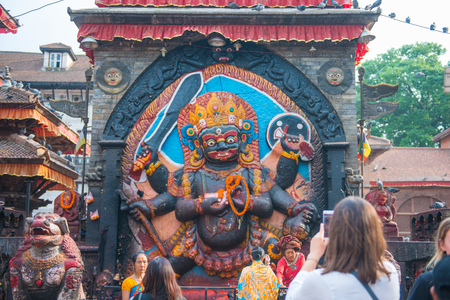 18 April 2018 - Nepal ::The imagery of Kala Bhairav at Hanuman Dhika Durbar square, Kathmanduのeditorial素材