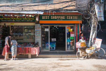 20 April 2018 - Nepal ::shopping center at Thamel street in Kathmandu , Nepalのeditorial素材