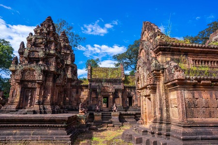 Banteay Srei beautiful temple at Angkor, Cambodiaの写真素材