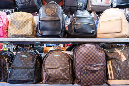 25 October 2018-Siem reap::bag shop at Pub street, Cambodiaのeditorial素材