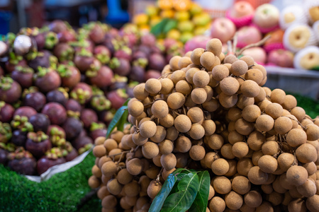 longan and mangosteen at fruit shop,fruitの写真素材