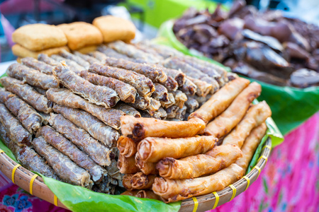 âLobaâ deep fried entrails of pig Phuket food,cuisineの写真素材