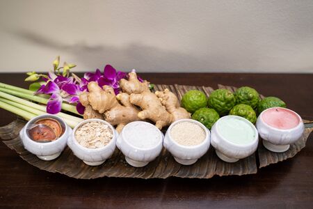 Thai herbs for massage in spa,herbsの写真素材