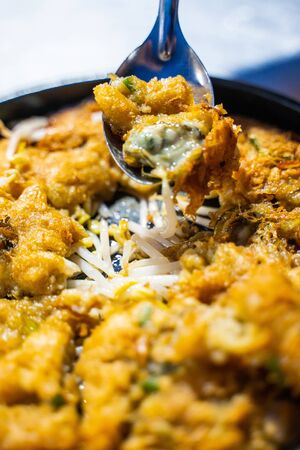 crispy fried mussel pancake Thai recipe,Hoi Todの写真素材
