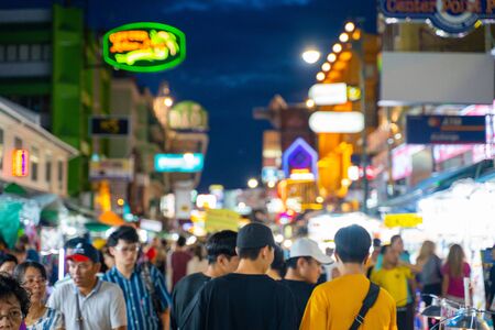 25 July 2019 - Bangkok, Thailand : Khao San Road night market, Thailandのeditorial素材